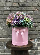Цветочная композиция из Гипсофила и Розы в шляпной коробке #REPLACE_PRED# Сибае