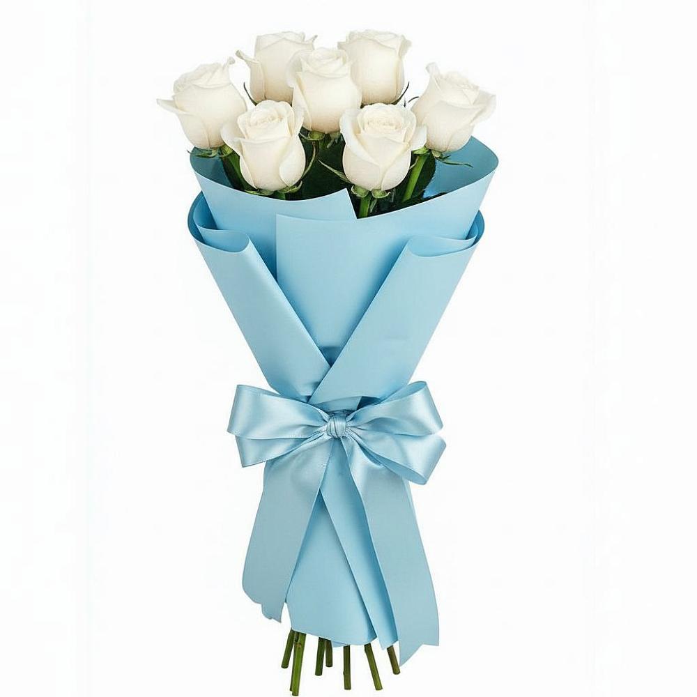 Букет 7 белых роз Проуд в Сибае
