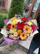 Букет цветов из:  Герберы, Ромашки, Хризантемы, Розы и Подсолнухи #REPLACE_PRED# Сибае