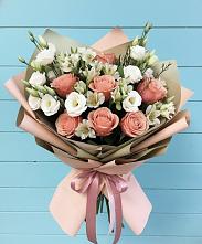 Букет цветов из:  Розы, Альстромерии и Лизиантусы в Сибае