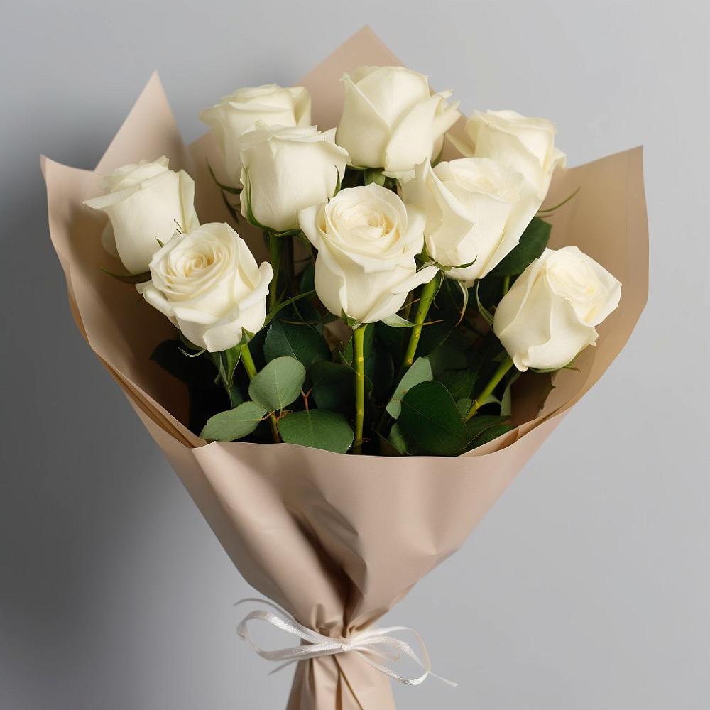 Букет 9 Белых роз Эдлесс Лав в Сибае