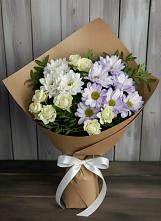 Букет цветов из:  Хризантемы и Розы в Сибае
