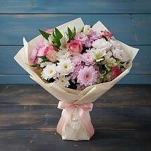 Букет цветов из:  Хризантемы, Альстромерии и Розы в Сибае
