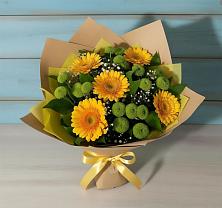 Букет цветов из:  Герберы и Хризантемы в Сибае