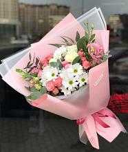 Букет цветов из:  Розы, Лизиантусы и Хризантемы в Сибае