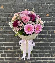 Букет цветов из:  Герберы и Хризантемы в Сибае